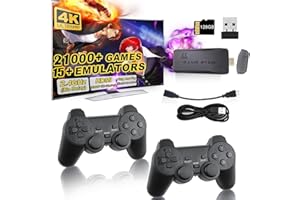 SCRIMEMO Retro Game Console & Stick - Game Stick with Built-in 12 Emulators, 21,000+ Games, Retro Drive with HDMI Output, 2.4GHz Wireless Controllers, Plug and Play for TV Gaming (Black)