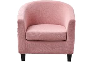 CRFATOP 2 Piece Club Chair Slipcover Stretch Barrel Chair Covers Jacquard Tub Chair Slipcovers Soft Armchair Sofa Cover Removable Couch Furniture Protector Arm Chair Cover for Living Room,D37