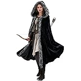 Medieval Hooded Cloak Renaissance Viking Cloak Fur Cape with Hood for Men and Women