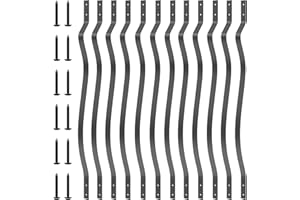 SIMESOVE 61 Pack Wrought Balusters for Staircase, 32.25" Wave Arc Metal Spindle and Stairs Railing, Hollow Deck Balusters for Outdoor Deck Railing Porch, Black