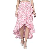 Women's Casual Ruffle Long high-Low wrap high Waist Boho Print Summer Long Skirt|Long Skirt Golf Tennis Crochet|A-line Skirt