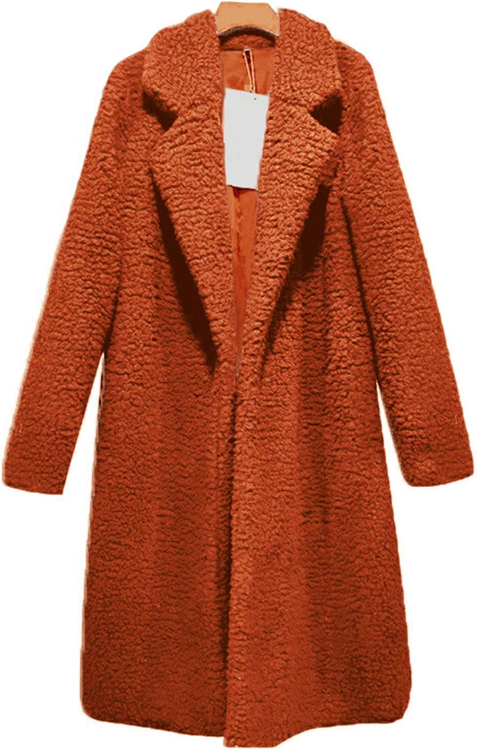 Soluo Women's Fuzzy Fleece Coat Lapel Open Front Long Shaggy Cardigan Overcoat Fashion Warm Winter Outwear Jackets at  Women’s Clothing store