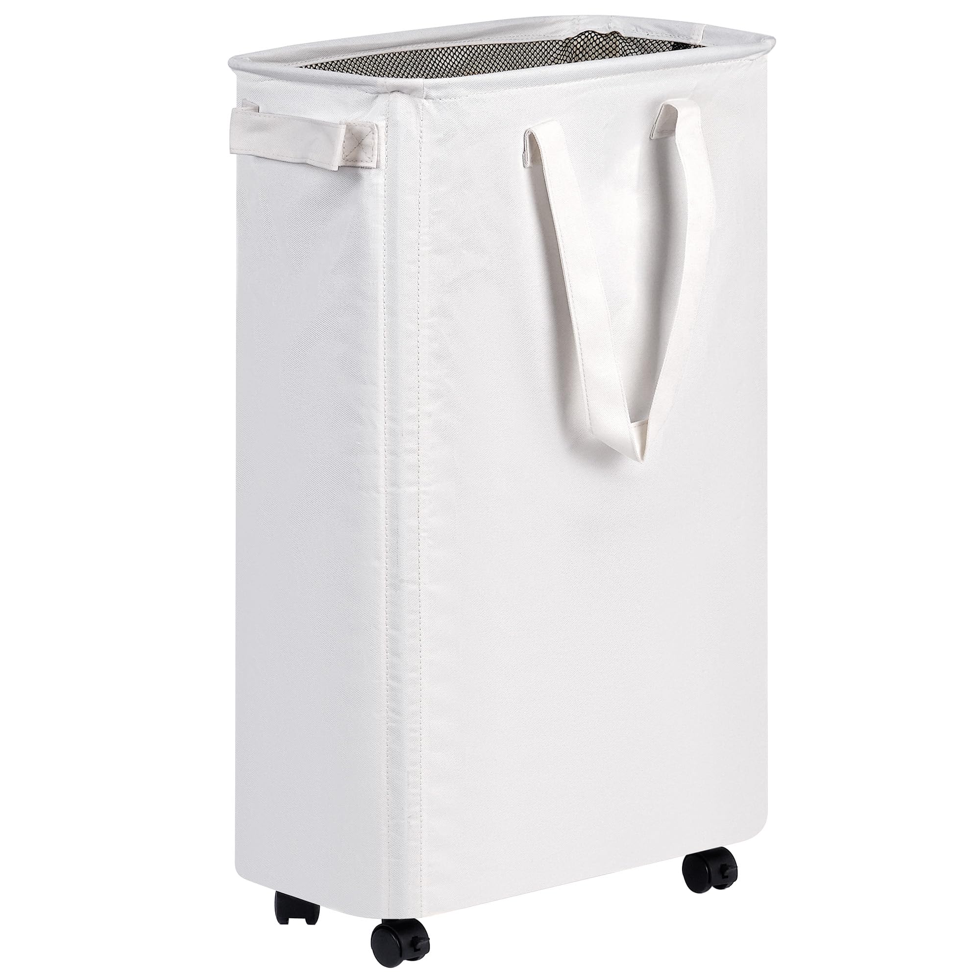 Photo 1 of efluky Slim Laundry Hamper with Wheels, Rolling Laundry Basket for Clothes, Small Laundry Basket for Bedroom, Dorm and Laundry Room, 60L (12.7 Gallons) White
