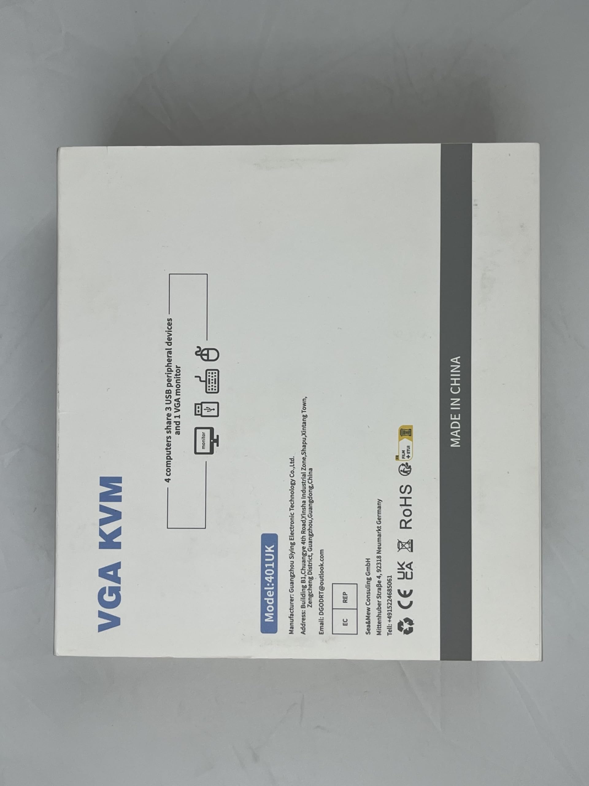VGA KVM Switch 4 Port, USB VGA KVM Switcher for 4 Computers Share 1 Monitor 3 USB Devices Keyboard Mouse Scanner Printer, Including 4 KVM Cables & Desktop Control
