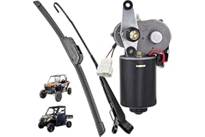 ELEFOCUS 12V 30W Electric Windshield Wiper Motor Kit Compatible with Polaris Ranger - 90° Sweep, Fiberglass Skeleton Wiper Bl