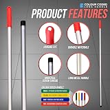 TDBS Colour Coded 120cm Aluminium Mop Handle Red Universal Fitting view 5