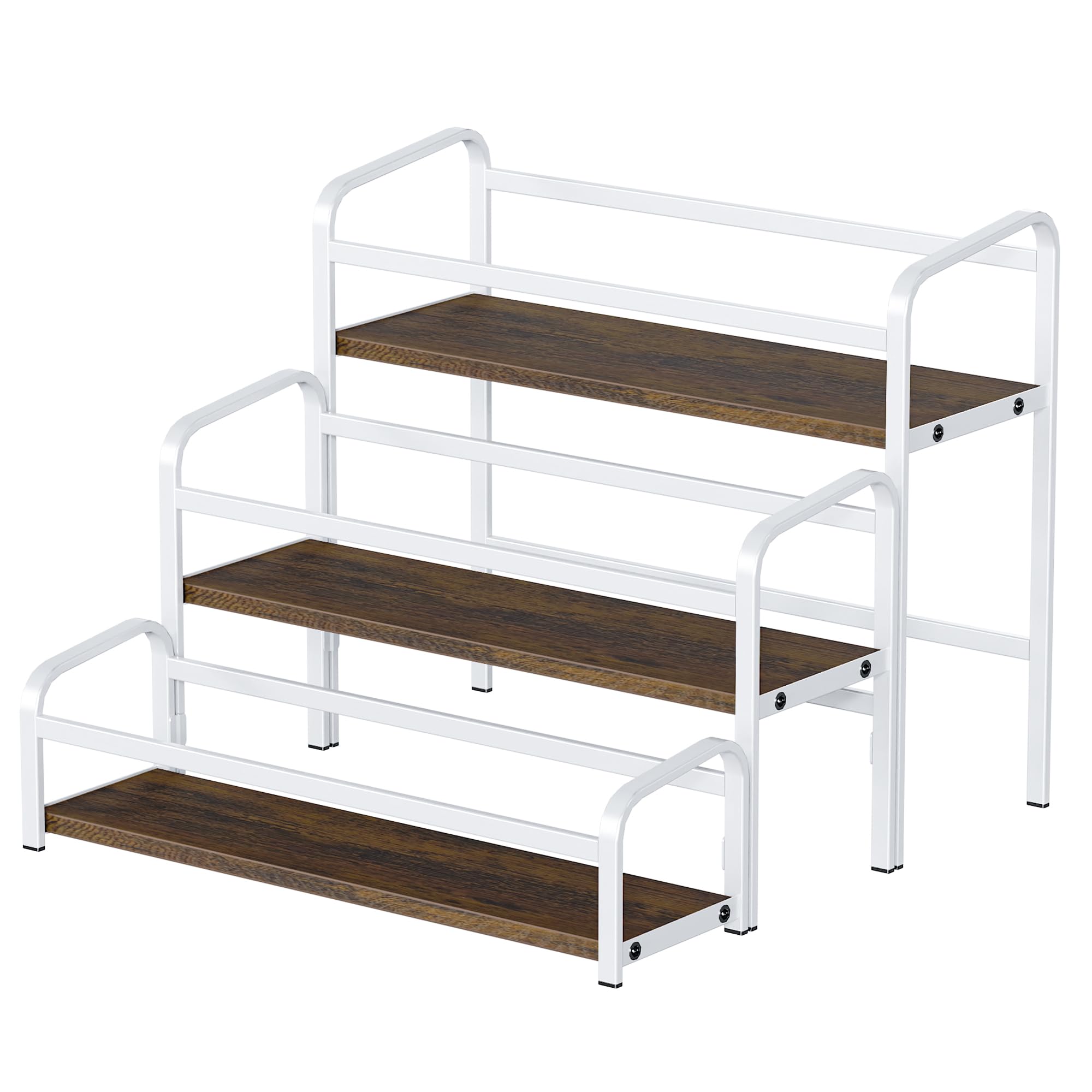 Photo 1 of *MINOR DAMAGE - USED*
Coffee Syrup Rack Organizer, Wine Racks, Spice Racks, 3-Tier (Magnetic Connection) 12 Bottles Storage Shelves for Syrup Bottle Holder Stand for Coffee Bar, Kitchen Countertop, Rustic Brown & White