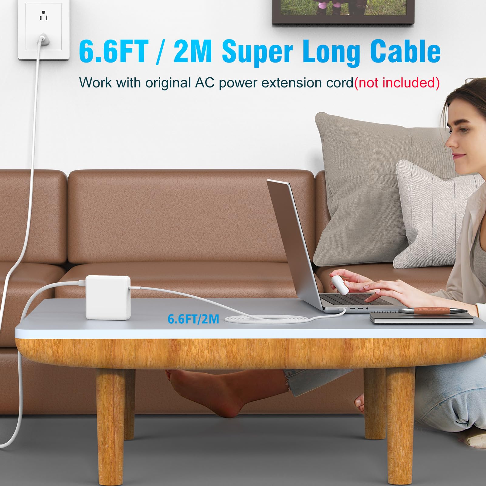Charger for MacBook Pro 14 16 inch MacBook Air 13 15 inch 2025 2024 2023 2022 2021 M4 M3 M2 M1, 96W / 70W USB C Power Adapter, 6.6FT USB C to 3 Braided Cable LED, Powerful Connect, Original Quality