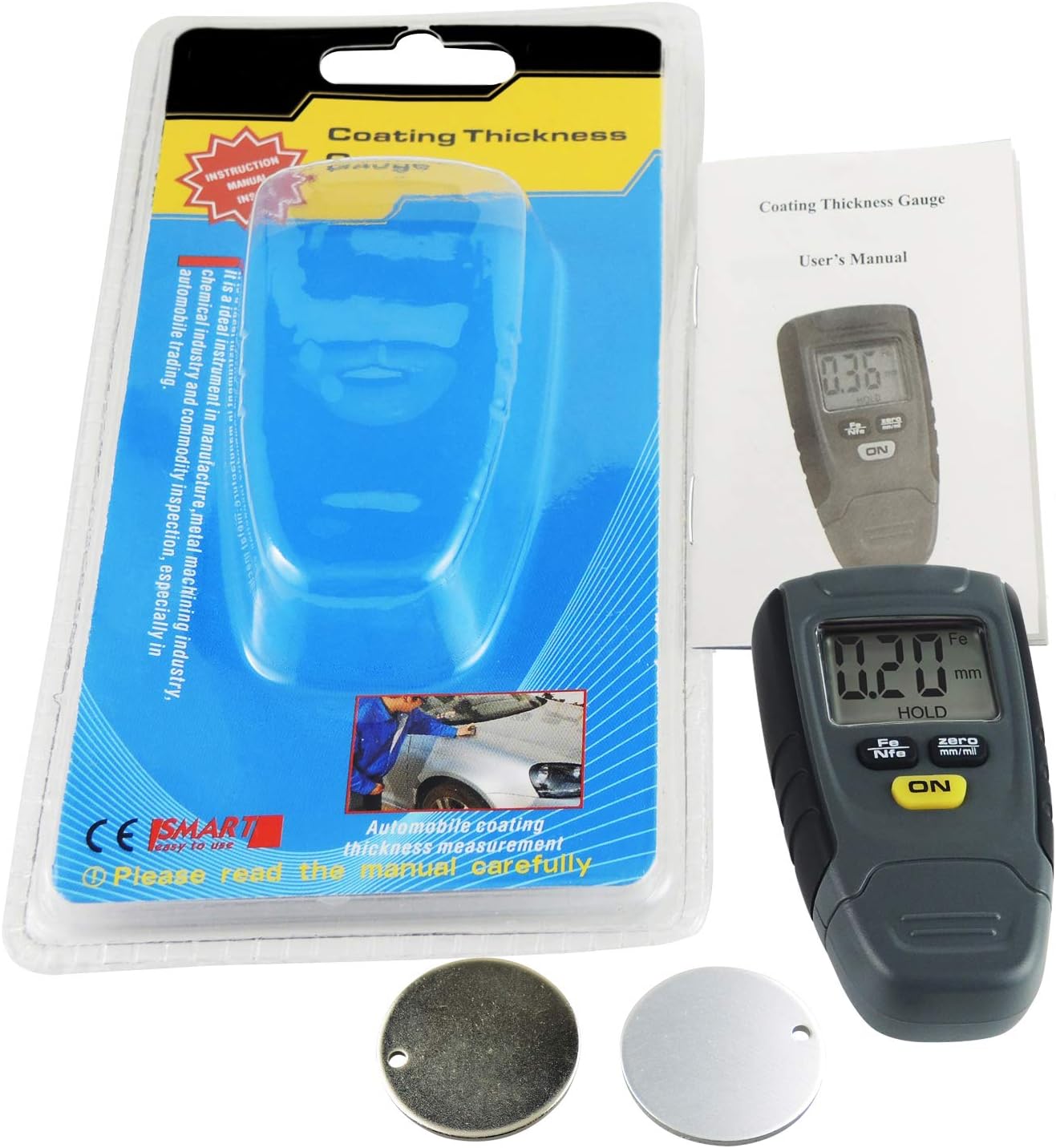 Paint Coating Thickness Gauge Meter Digital Tester 1.25mm Aluminum Iron ...