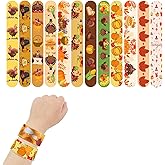 NovaHance 48 PCS Thanksgiving Slap Bracelets Kids Party Favors,Bulk Snap Bracelet Party Favors Supplies for kids&teens Gifts Teacher Classroom School Favors