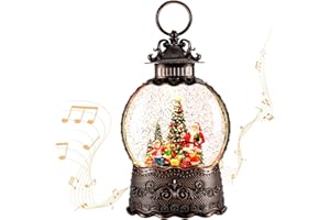 JEDAWN Christmas Snow Globe Lantern,Christmas Lantern with 8 Christmas Theme Music,Christma Snow Globe Gifts Water Glittering Swirling Christma Home Decoration