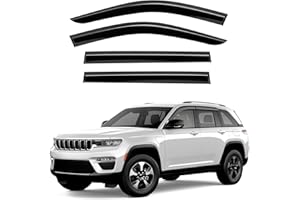 GrandWheel Co Smoke Tinted Tape-On Side Window Vent Visor Deflectors Rain Guards Compatible with Jeep Grand Cherokee 2022-2024 - 4pcs. GW0333