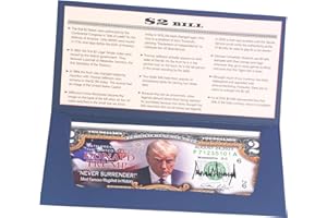 YUSFEUILLE Trump 2 Dollar Bill Never Surrender Mugshot Donald Trump Money 2024 Trump Merchandise Commemorative Coin