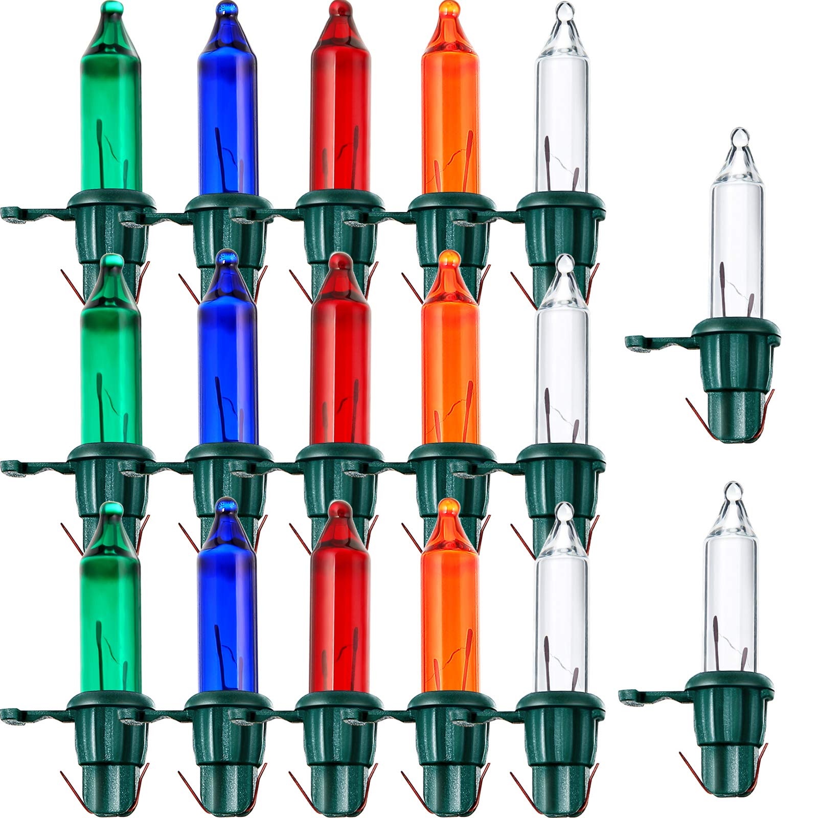 Photo 1 of Mudder 200 Count Replacement Christmas Tree Light Bulbs 2.5v 0.425 Watt Mini Replacement Light Bulb Incandescent Wire String Lights Prelit Xmas Tree Decoration(Green Base with Colorful Bulb)