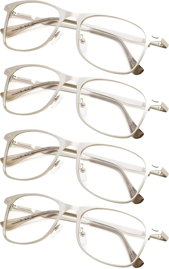 4pack Metal Reading Glasses with Spring Temples +1.75