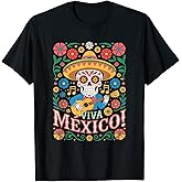 Viva Mexico Mexican Folk Art Mariachi Sugar Skull T-Shirt