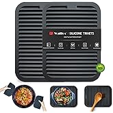 Walfos Trivets for Hot Dishes, Multi-Purpose Silicone Pot Holders, Hot Pads for Kitchen Hot Pots and Pans, Heat Resistant Silicone Mats for Kitchen Countertops, Non-Slip, 2 Pack, Black