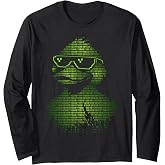 Binary Code Duck Cybersecurity Programming Coding Long Sleeve T-Shirt