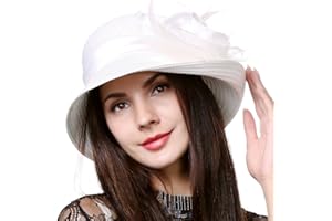 HISSHE Women Kentucky Church Derby Dress Wedding Party Feather Bucket Hat S608-A
