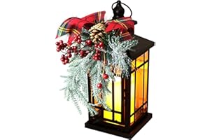 YEGHUJAR Christmas Candle Lantern14 Inch, Garden Flashing Candle Light, Decorative Hanging Lantern for Indoor Home Tables and Fireplaces Outdoor Patios, with Holiday Retro Decorative Ornaments