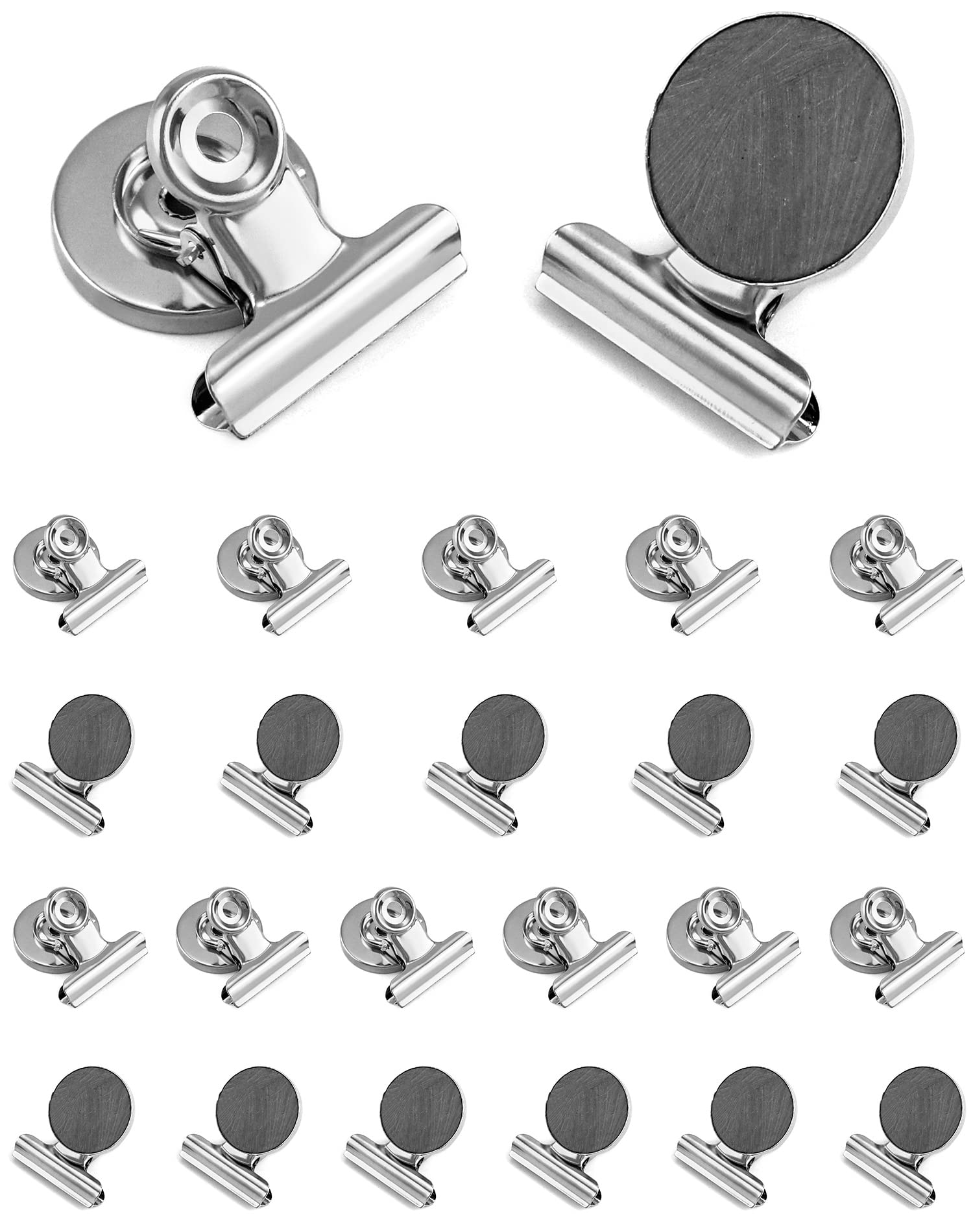 QWORK® 24 Pieces Magnetic Clip, Strong Refrigerator Magnet Hook Clip, 31 mm Wide for Home Office School