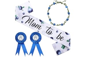 Serencatcher Blueberry Baby Shower Decorations, Berry Sweet Blueberry Mom to Be Sash Blue Berries Mom Dad to Be Pin Flower Cr