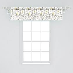 Ambesonne Grey and Yellow Window Valance, Abstract