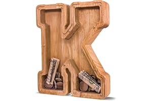 JOOMLAFLY Wooden Letter Piggy Bank for Kids Larger Letter Piggy Bank for Boys and Girls Personalized Piggy Bank Initial Coin Bank Wood Kids Money Bank for Birthday and Festival