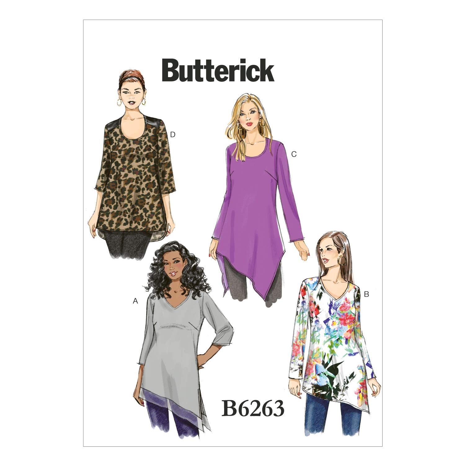 Butterick Patterns 6263 RR Sizes 18W/20W/22W/24W Women's Tunic