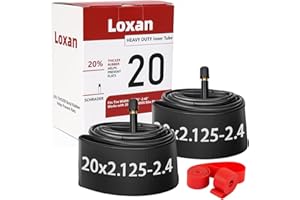 LOXAN 20x2.125-2.40 Bike Inner Tubes, 2 Pack 20 X 2.125 2.20 2.25 2.30 2.35 2.40 Heavy Duty Bicycle Tire Tubes with 2 Pcs Rim Strip for 20" BMX Bike Mountain Bike, Schrader Valve