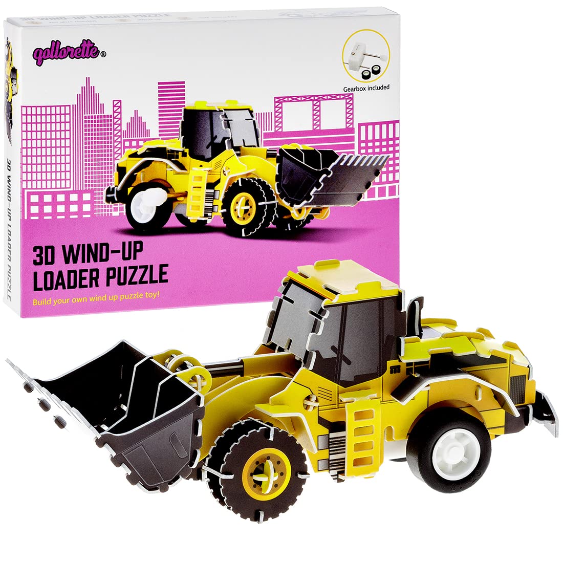 qollorette Wind Up Toy Vehicle, Assemble 3D Puzzle Loader Construction Truck Kids Learning Educational Building - Mini Pull Back for Children Boys & Girls