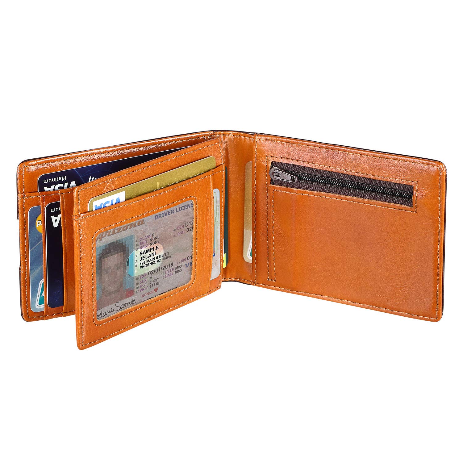 Flintronic Portafoglio Uomo Vera Pelle Con Protezione Rfid Marrone Con Portachiavi E Confezione Regalo Porta Carte Di Credito Con Clip Per Contanti Finestra Di Id Uomo Valigeria