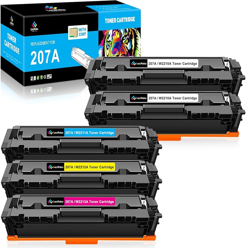LeciRoba 207X Black Toner 5-Pack for HP Color LaserJet Pro M255dw M283fdw