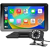 CARKOOL Portable Car Stereo Wireless Carplay & Android Auto,7 Inch Touchscreen Car Radio Receiver with HD Backup Camera Suppo