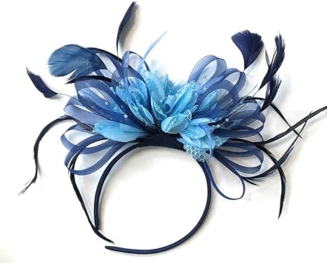 Bleu Marine Et Bebe Lumiere Bleuet Bibi Bleu Clair Net Creoles Plumes Bandeau De Cheveux Pour Mariage Royal Ascot Courses Amazon Fr Vetements Et Accessoires
