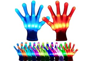 CELCOREERY 12 Colors LED Gloves Cool Toys for Kids Age 5-7, Toys for Ages 8-13 Boys Girls Light Up Gloves Stocking Stuffers Fun Costumes Gifts for Halloween Christmas Birthday Parties