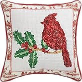 Mud Pie Christmas Square Cardinal Needlepoint Pillow