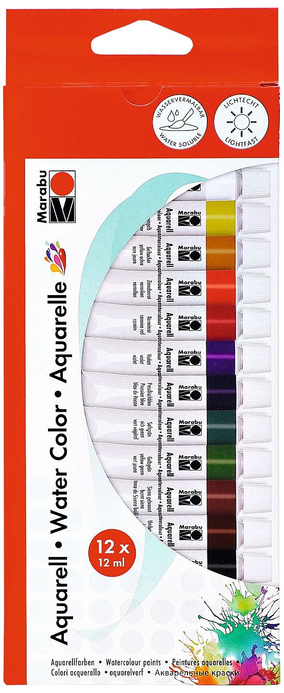 Marabu 121100200 - Watercolour Set, 12 x 12 ml