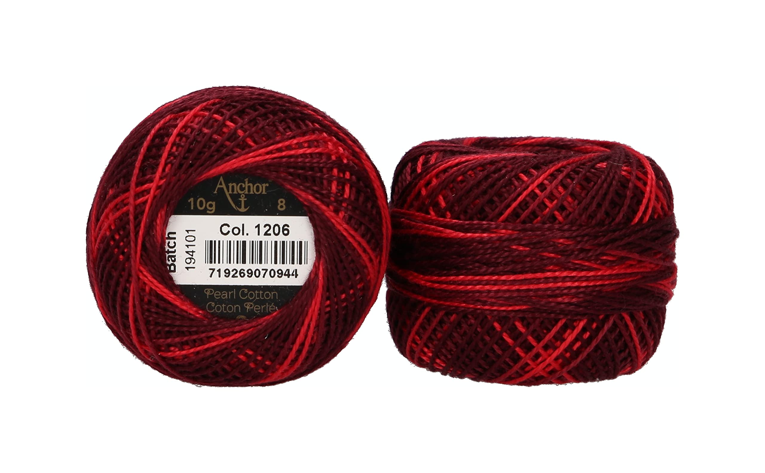 ANCHOR Pearl Yarn, Thickness: 8, Packaging: 10G, Running Length: 82M dunkel rot ombre Embroidery Threads