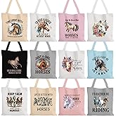 SilTriangle 12 Pcs Horse Gifts for Women Girls Horses Bags Canvas Tote Stuff for Women Moms Daughters Sisters Equestrian Lovers Birthday Gifts