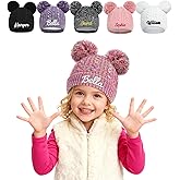 Custom Winter Beanies for Kids Toddlers Personalized Knitted Hats with Pompoms for Girls Boys Warm Fleece Lined