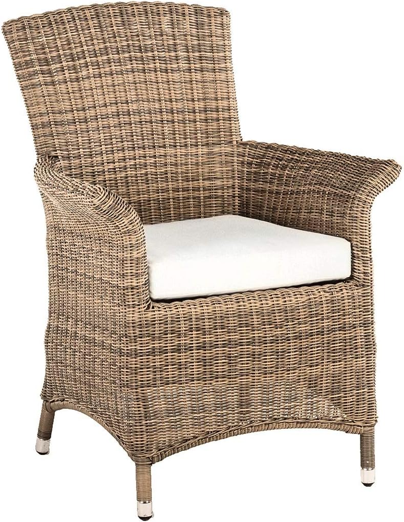 Rattan Arm Chair in 4 Seasons with Creamy White Cushions Garden Furniture