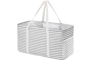 Lifewit Extra Large Tote Bag, Reusable Grocery Bags with Metal Wire Frame and Handles, Standing Utility Foldable Shopping Bag