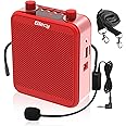 Giecy Voice Amplifier, Giecy 30W 2800mAh Rechargeable Personal Voice Amplifier with Microphone Headset, Portable Speaker for Multiple Locations Classroom, Meetings and Outdoors (G300-Red)