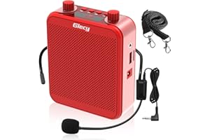Giecy Voice Amplifier, Giecy 30W 2800mAh Rechargeable Personal Voice Amplifier with Microphone Headset, Portable Speaker for Multiple Locations Classroom, Meetings and Outdoors (G300-Red)