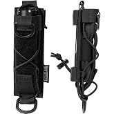 OneTigris MOLLE Flashlight Holster for Duty Belt with Adjustable Bungee | 500D Nylon Flashlight Holder Tactical Flashlight Pouch Fits Flashlight 1"-1.5" Dia/ 5.3"-6.1" L, for Night Duty