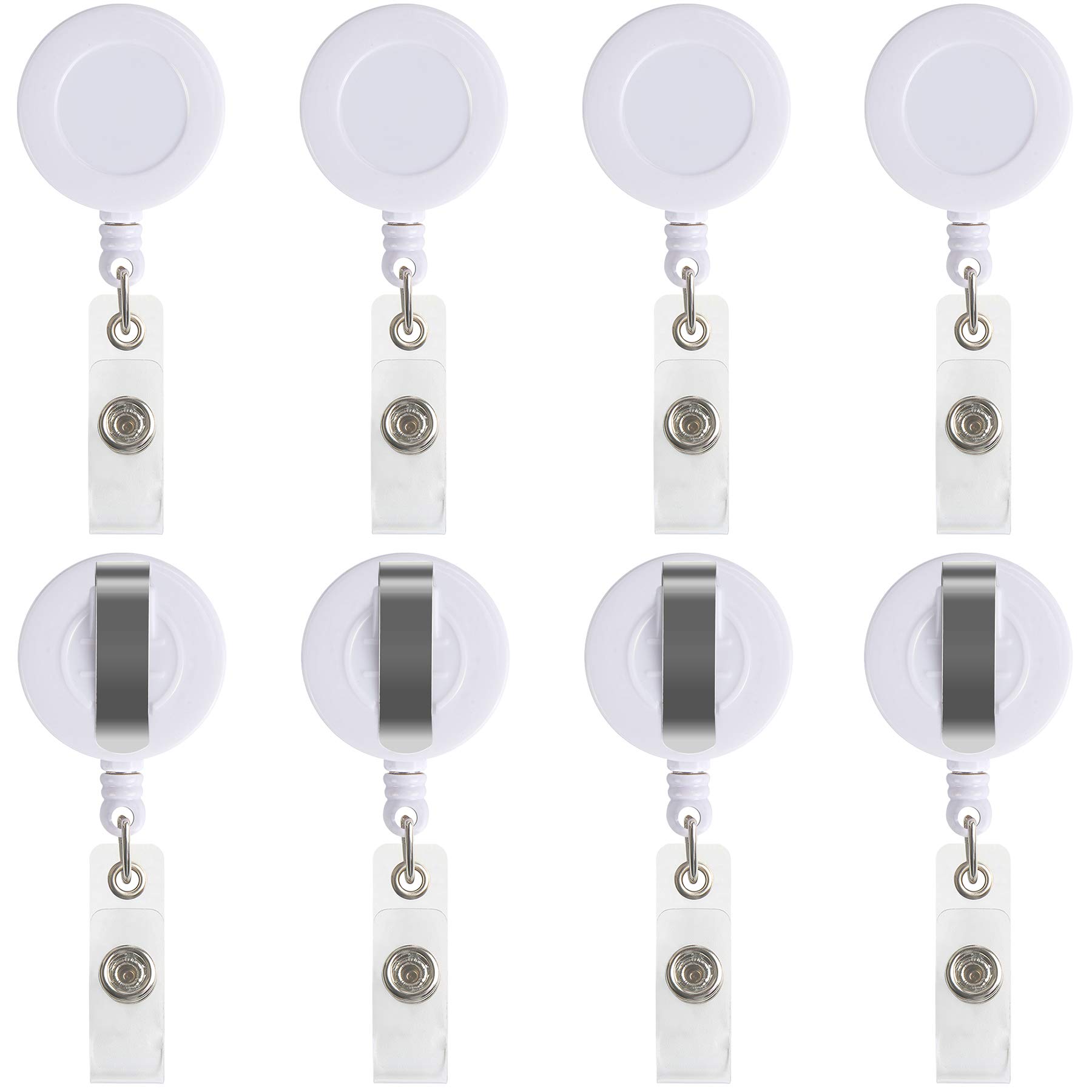 50 Pcs Retractable Badge Reel Clips Holder for Hanging ID Card Key Chain (White)
