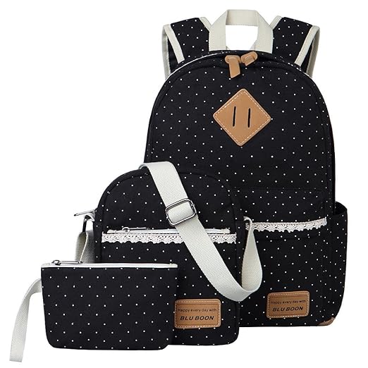 Schulrucksack Mädchen Canvas Rucksack Damen Schul Schulranzen/Schultasche 3 in 1