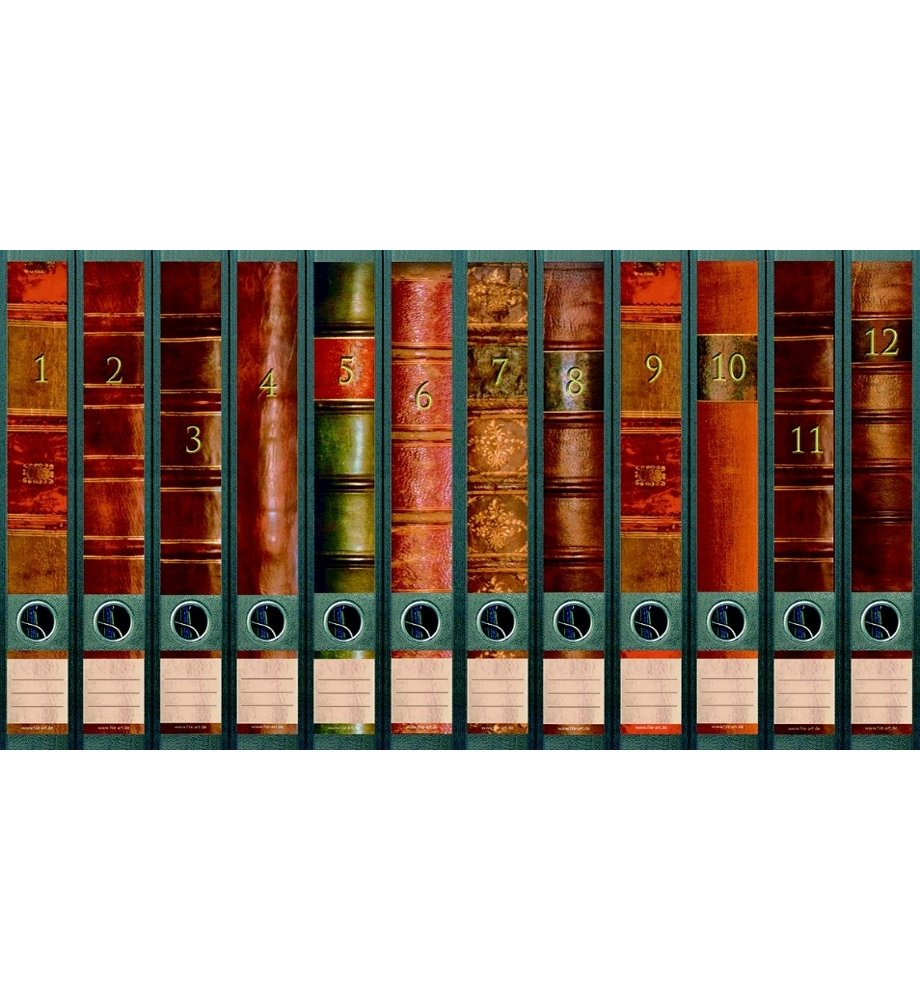 File Art - design stickers for 12 thin A4 files - theme "Folio" as collection by a-m-w-shop