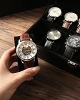 Uten Watch Box 12 Slots Display Case with Glass Lid Black Leather view 6